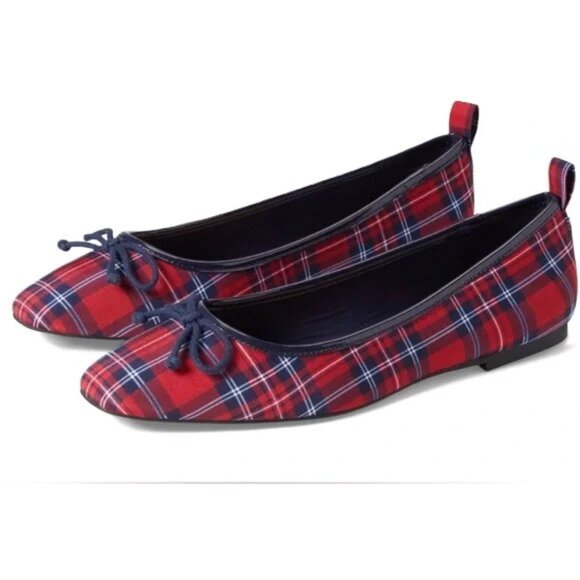 Draper James Preppy Taylor Plaid Ballet Flats Bow Shoes Tartan Academia Girly - Picture 1 of 7